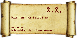 Kirrer Krisztina névjegykártya